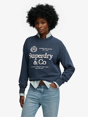 Superdry Navy Luxe Casual Loose Fit Crew Neck Sweatshirt - Image 4 of 7