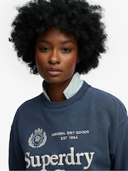 Superdry Navy Luxe Casual Loose Fit Crew Neck Sweatshirt - Image 5 of 7