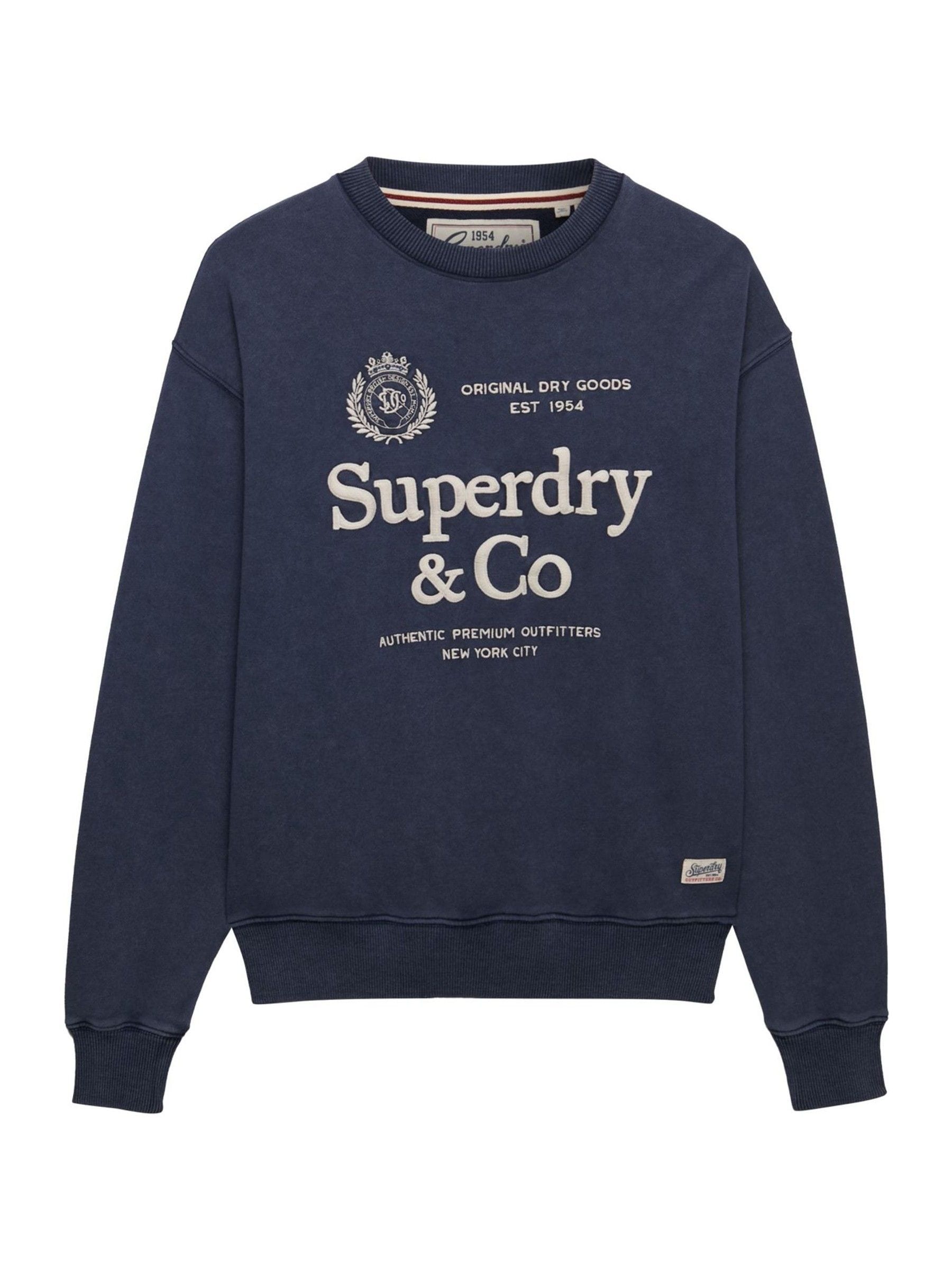 Buy Superdry Navy Luxe Casual Loose Fit Crew Neck Sweatshirt from