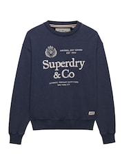 Superdry Navy Luxe Casual Loose Fit Crew Neck Sweatshirt - Image 6 of 7