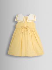 JoJo Maman Bébé Light Yellow Sailor Stripe Party Dress - Image 3 of 6