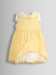 JoJo Maman Bébé Light Yellow Sailor Stripe Party Dress - Image 4 of 6