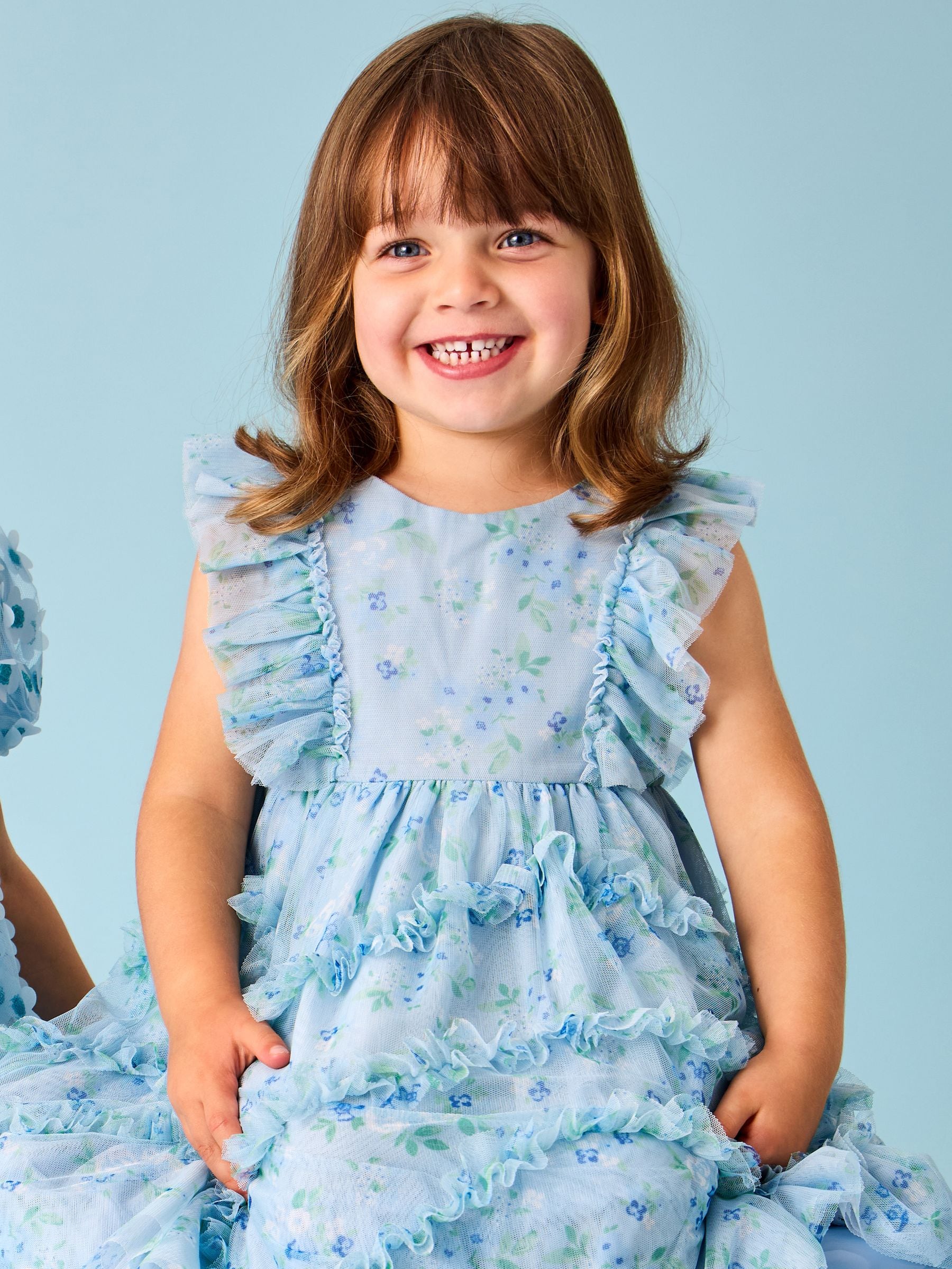 Buy JoJo Maman Bébé Bright Blue Tulle Ruffle Party Dress from the