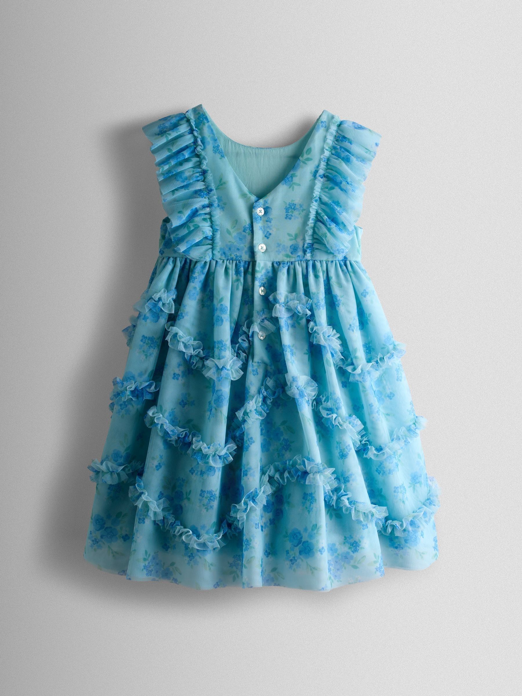 Buy JoJo Maman Bébé Bright Blue Tulle Ruffle Party Dress from the
