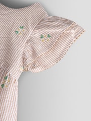 JoJo Maman Bébé Floral Embroidered Frill Sleeve Dress - Bilde 3 av 4