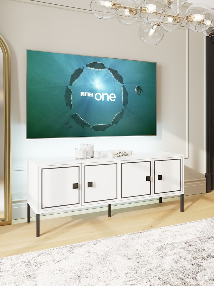 Frank Olsen White Large Mia 4 Door TV Unit Cabinet - Image 1 of 10