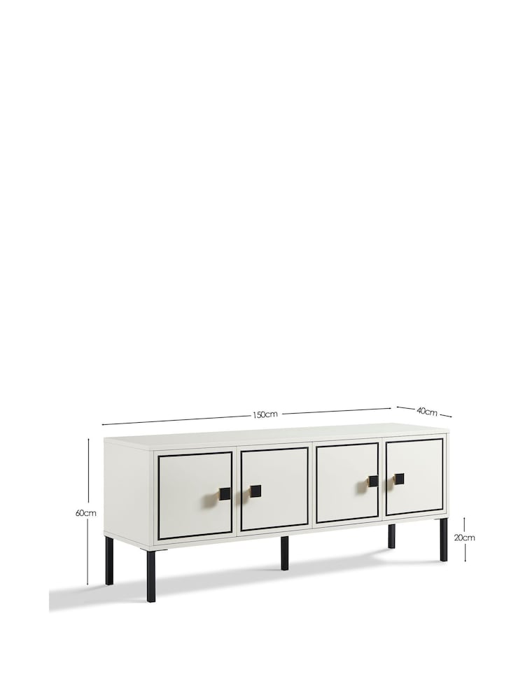 Frank Olsen White Large Mia 4 Door TV Unit Cabinet - Image 10 of 10