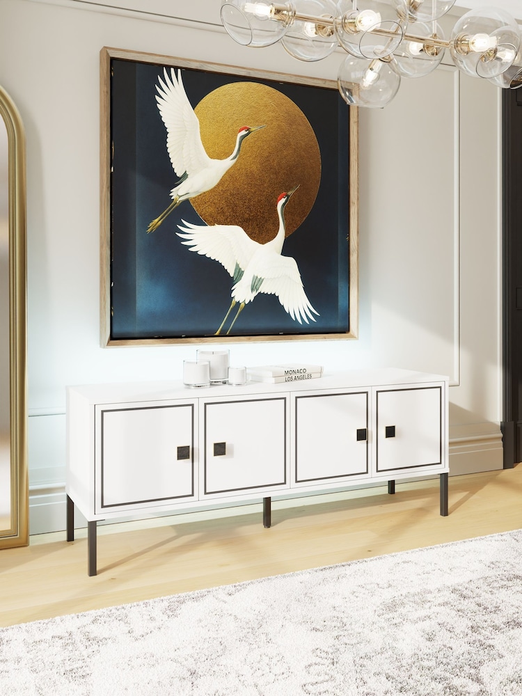 Frank Olsen White Large Mia 4 Door TV Unit Cabinet - Image 2 of 10