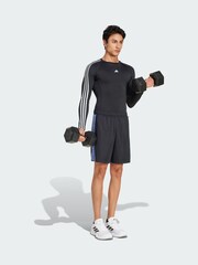 adidas Black Techfit Compression Training 3-Stripes Long Sleeve Top - Image 1 of 4