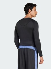 adidas Black Techfit Compression Training 3-Stripes Long Sleeve Top - Image 2 of 4