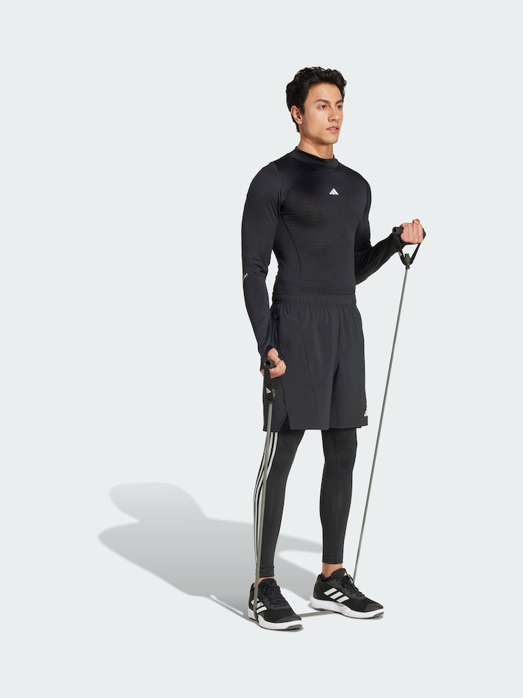 adidas Black Techfit Compression Training 3-Stripes Long Tights - Image 1 of 4