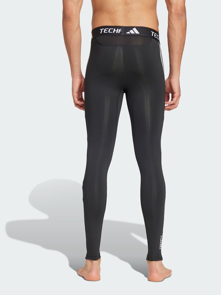adidas Black Techfit Compression Training 3-Stripes Long Tights - Image 2 of 4