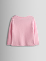 ライトピンク - JoJo Maman Bébé クラシック・コットンスカラップデザイン・カーディガン - 画像 2 / 3