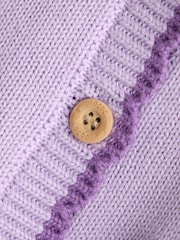 JoJo Maman Bébé Lilac Scallop Edge Embroidered Pocket Cardigan - Image 4 of 4