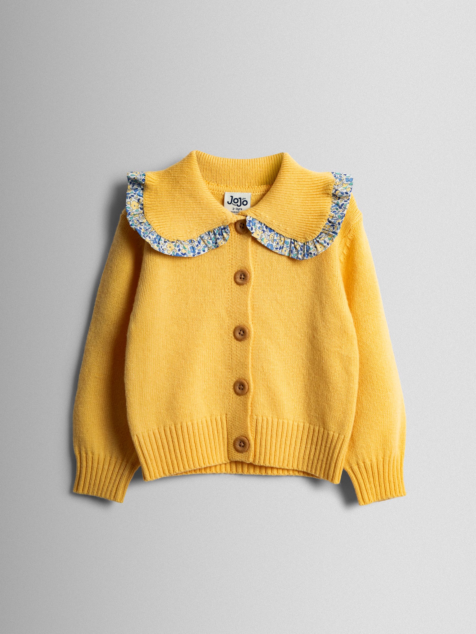 Jojo Maman Bébé Yellow Frill Collar Ditsy Cardigan