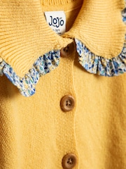 JoJo Maman Bébé Yellow Frill Collar Ditsy Cardigan - Image 3 of 4