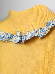 JoJo Maman Bébé Yellow Frill Collar Ditsy Cardigan - Image 4 of 4