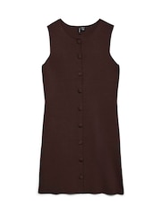 VERO MODA Brown Button Front Knitted Mini Dress - Image 1 of 1