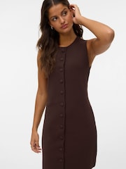 VERO MODA Brown Button Front Knitted Mini Dress - Image 3 of 4