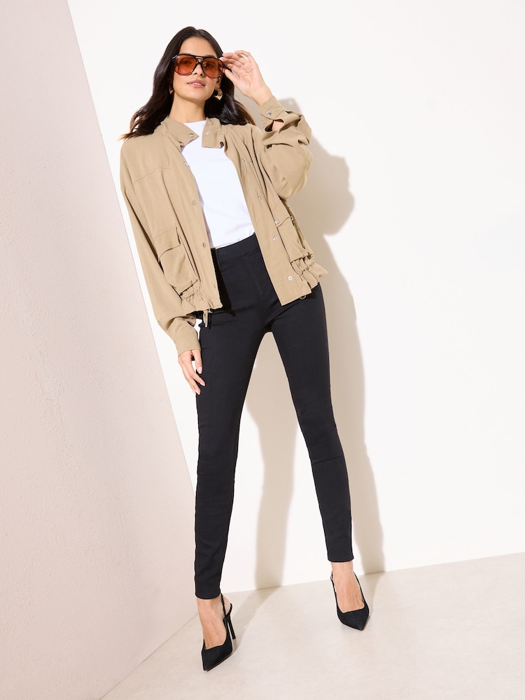 Friends Like These Black Petite Elasticated Waist Denim Jeggings - Image 1 of 5