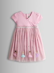 JoJo Maman Bébé Pink Appliqué Tulle Party Dress - Image 3 of 6