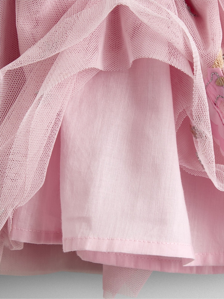 JoJo Maman Bébé Pink Appliqué Tulle Party Dress - Image 6 of 6 JoJo Maman Bébé Pink Appliqué Tulle Party Dress - Image 6 of 6