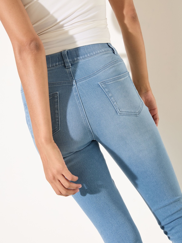 Friends Like These Mid Wash Elasticated Waist Denim Jeggings - Image 2 of 5