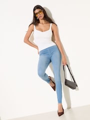 Friends Like These Rinse Wash Petite Elasticated Waist Denim Jeggings - Image 4 of 5