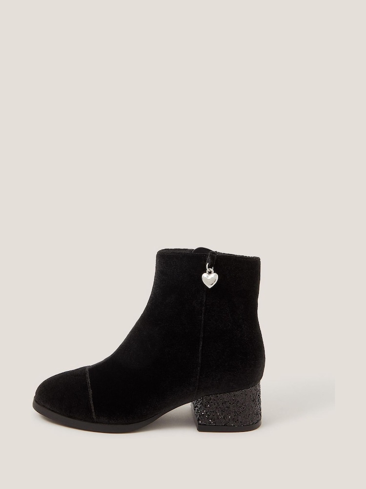 Monsoon Velvet Glitter Heel Boots - صورة 1 من 3 Monsoon Velvet Glitter Heel Boots - صورة 1 من 3