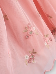 JoJo Maman Bébé Floral Embroidered Angel Sleeve Party Dress - Imaginea 5 din 6