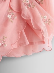 JoJo Maman Bébé Floral Embroidered Angel Sleeve Party Dress - Imaginea 6 din 6