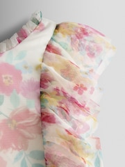 JoJo Maman Bébé Printed V Back Tulle Ruffle Party Dress - Imaginea 4 din 5