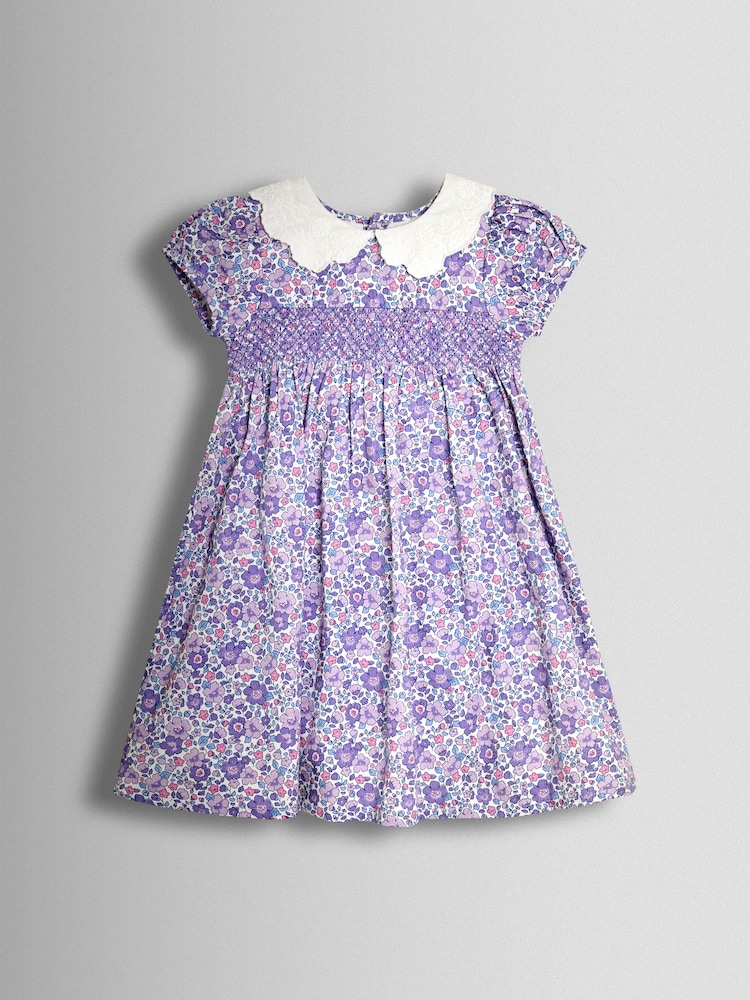 Jojo Maman Bébé Partykleid mit Floralmuster und Lochstickerei-Kragen - Bild 2 von 7