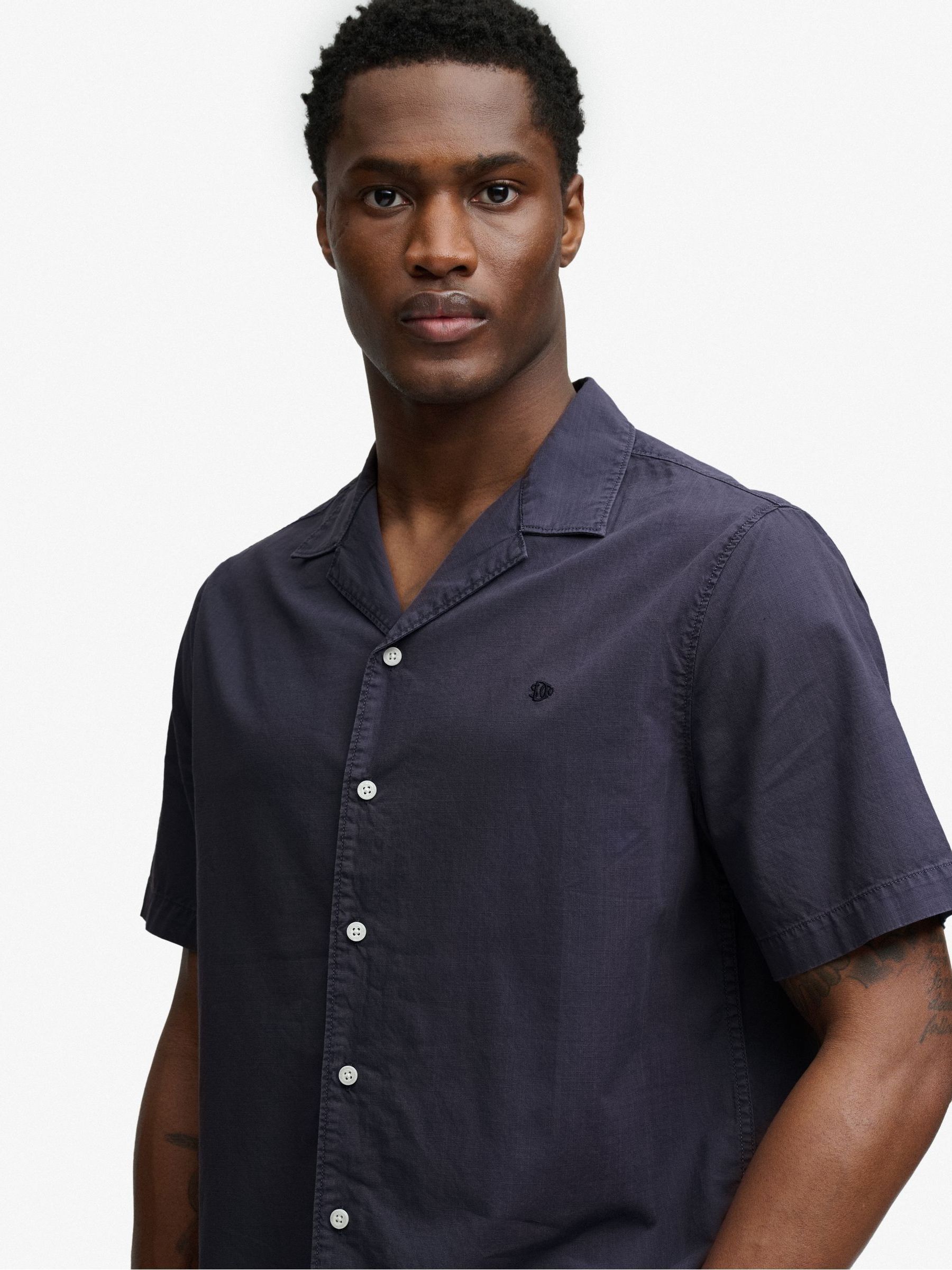 Superdry Men's Blue Short Sleeved Cabana Shirt