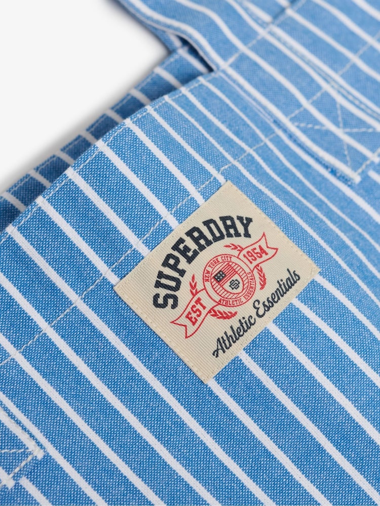 Superdry Blue/White Oxford Stripe Tote Bag - Image 2 of 5 Superdry Blue/White Oxford Stripe Tote Bag - Image 2 of 5
