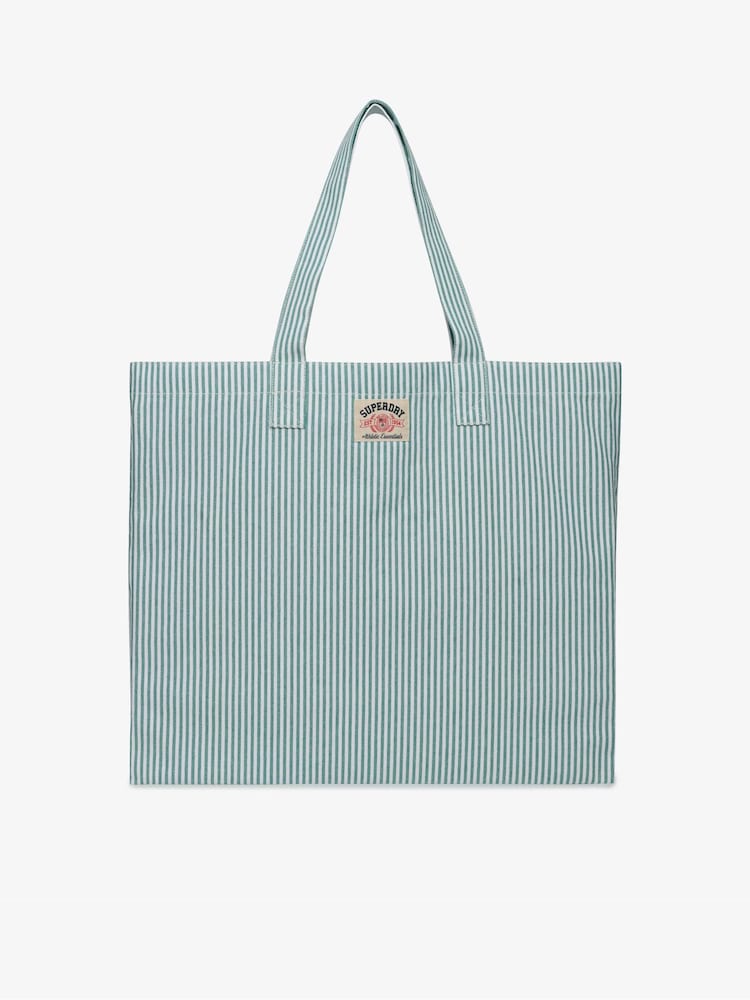 Superdry Green/White Oxford Stripe Tote Bag - Image 2 of 5 Superdry Green/White Oxford Stripe Tote Bag - Image 2 of 5