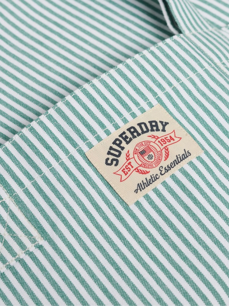 Superdry Green/White Oxford Stripe Tote Bag - Image 5 of 5 Superdry Green/White Oxford Stripe Tote Bag - Image 5 of 5