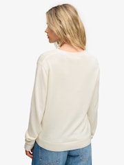 Superdry White Essential Crew Neck Cardigan - Image 4 of 7