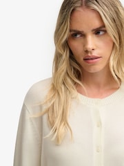 Superdry White Essential Crew Neck Cardigan - Image 5 of 7