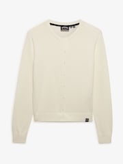 Superdry White Essential Crew Neck Cardigan - Image 6 of 7