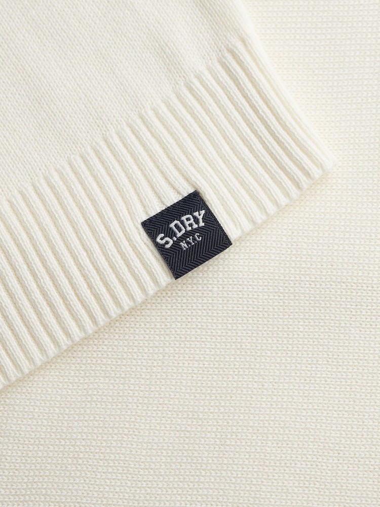 Superdry White Essential Crew Neck Cardigan - Image 7 of 7