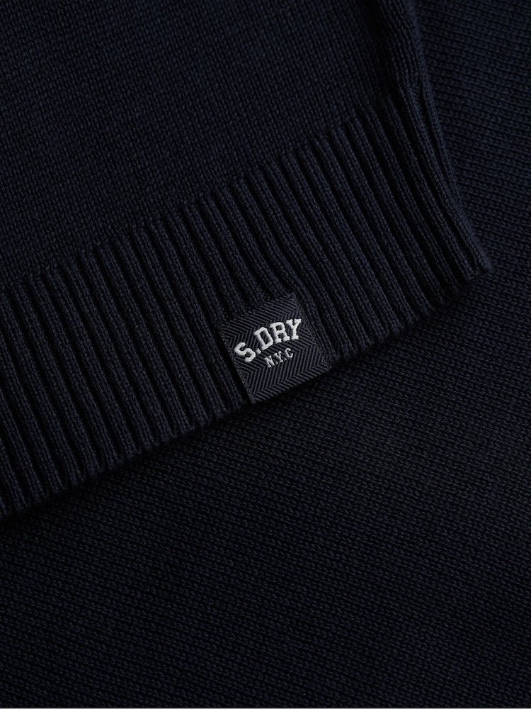 Superdry Navy Blue Essential Crew Neck Cardigan - Image 7 of 7