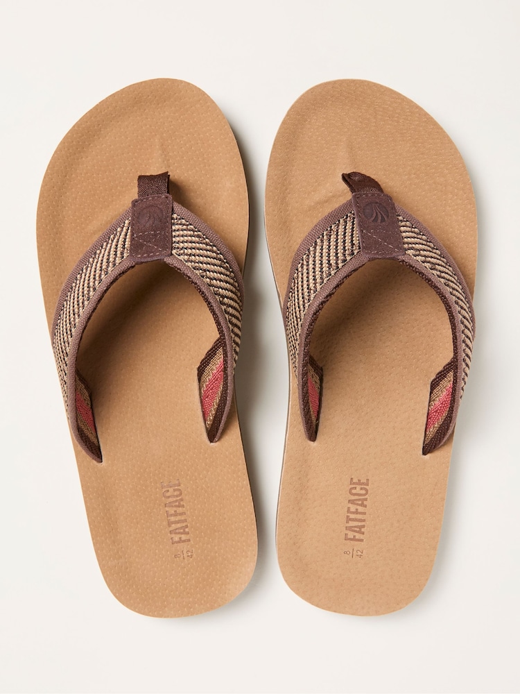 חום - FatFace Raffia Burcott Flip Flop - תמונה 2 מתוך 3