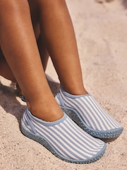 Blue/Ecru Standard Fit (F) Swim Socks - Image 1 of 9