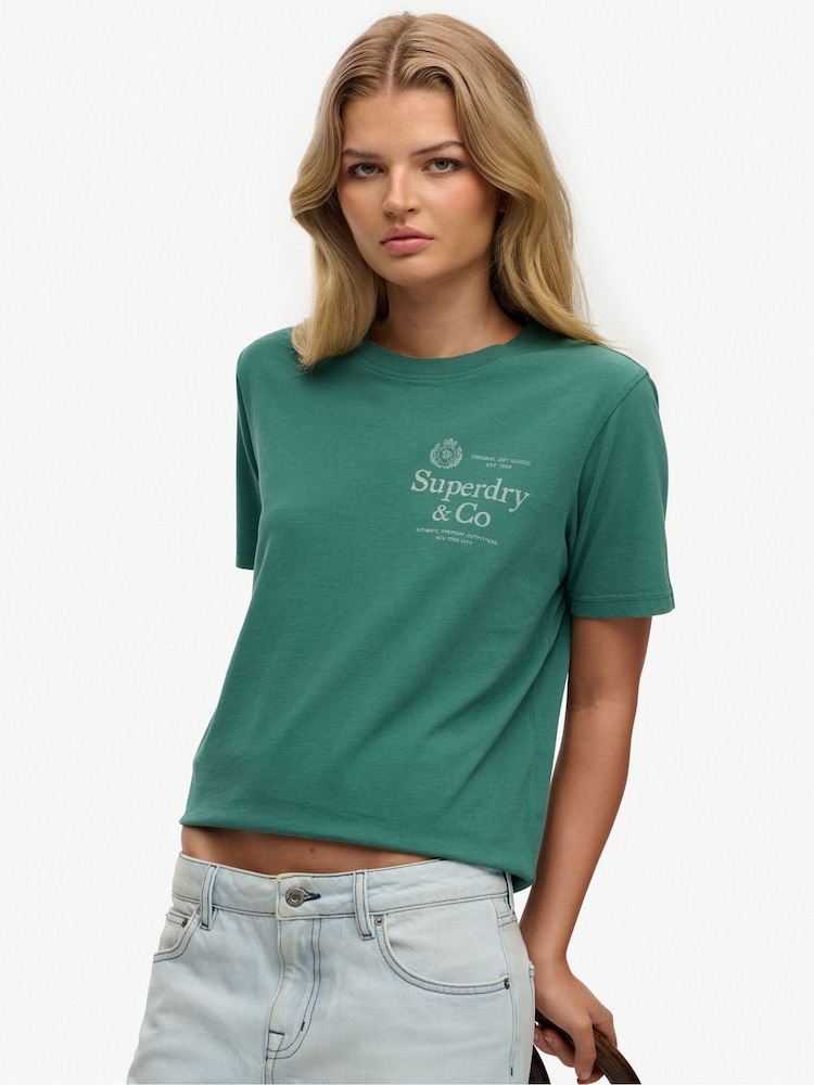 Verde - SUPERDRY Luxe Casual Classic T-Shirt - Imaginea 1 din 5