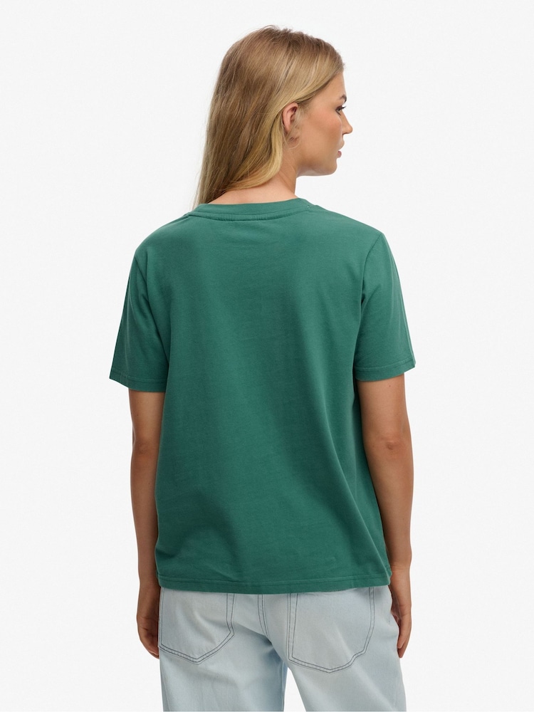 Verde - SUPERDRY Luxe Casual Classic T-Shirt - Imaginea 2 din 5