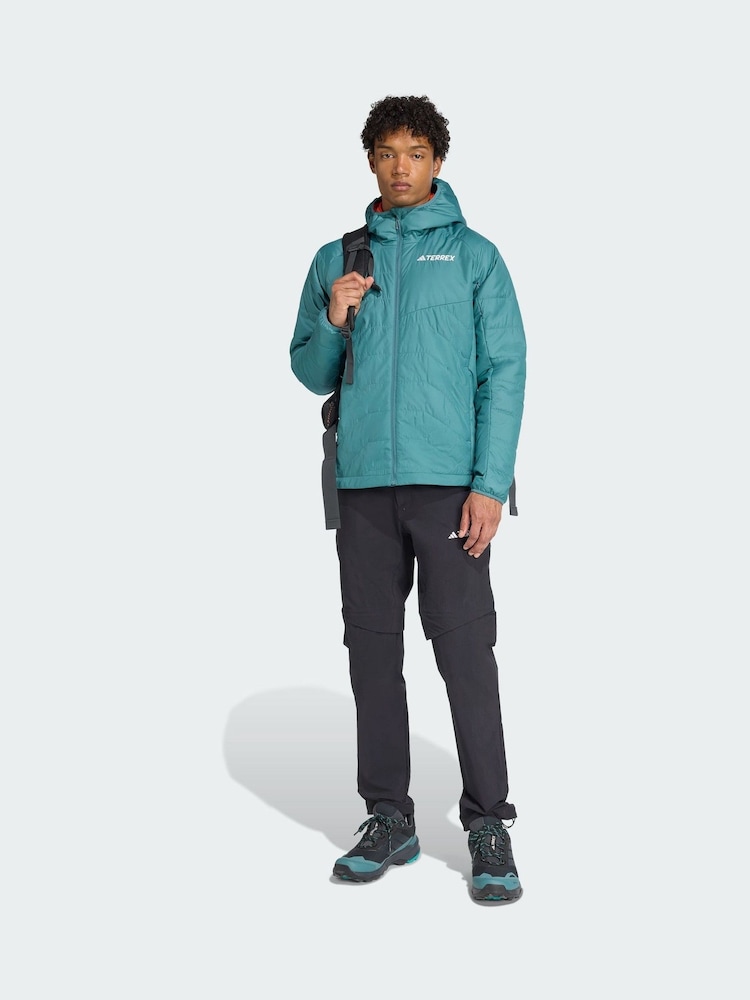 adidas Terrex Green Multi Synthetic Insulated Hooded Jacket - Image 1 of 5 adidas Terrex Green Multi Synthetic Insulated Hooded Jacket - Image 1 of 5