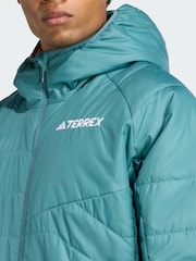 adidas Terrex Green Multi Synthetic Insulated Hooded Jacket - Image 3 of 5