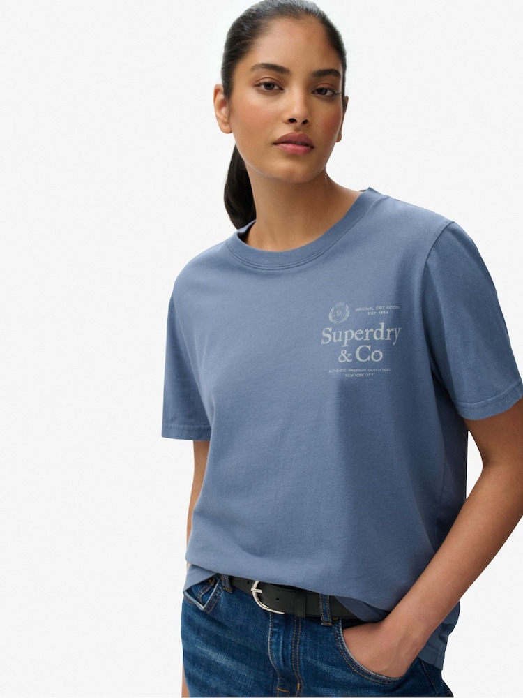 SUPERDRY Blue Luxe Casual Classic T-Shirt - Image 1 of 6