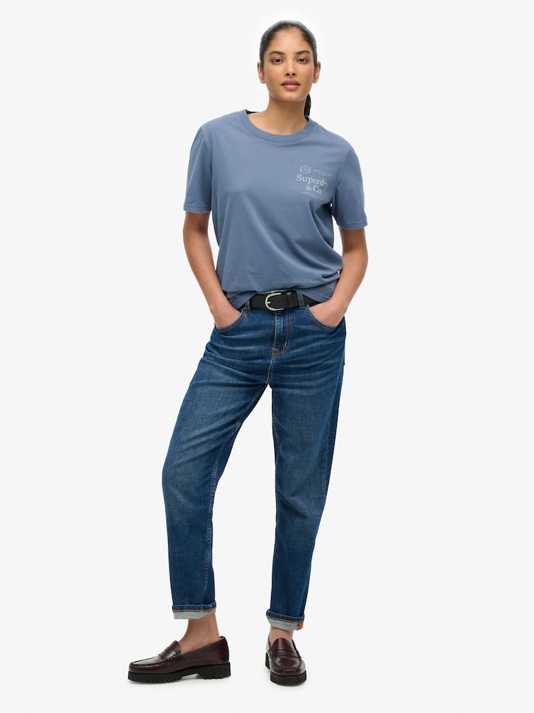 SUPERDRY Blue Luxe Casual Classic T-Shirt - Image 2 of 6